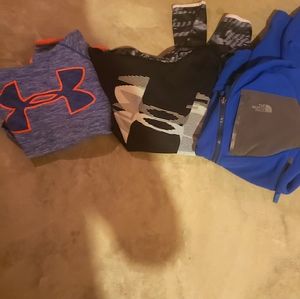 Boys Under Armour and North Face Jackets